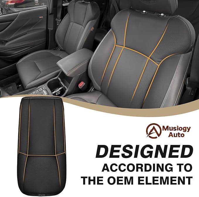 Muslogy Center Console Armrest Cover Compatible with Subaru Forester 2019-2024 Comfort Armrest Pad Arm Rest Cushion Vegan Leather Protector Regular Thick