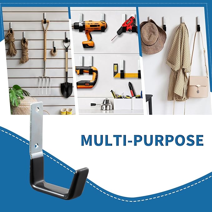 Heavy Duty Steel Garage Hooks,Garage Storage Utility Hooks,Anti-Slip Hanger, Tool Organizer,Steel Wall Mount Organizer, Garden Hose Hanger (Small-8PC)
