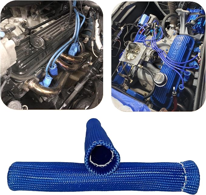 Spark Plug Wire Heat Shield 8PCS Spark Plug Boots Thermal Protection Sleeve 1200 Degree 6 inch Spark Plug Heat Cover Wrap for Car Truck (Blue)