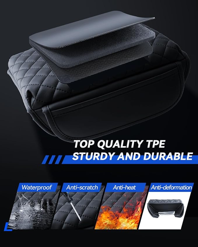 Armrest Cover for 2023 2024 2025 Chevy Colorado & 2023 2024 2025 GMC Canyon Accessories Center Console Middle Lid Pad Protector for Car Elbow Rest-Thickened with 2 Side Pocket