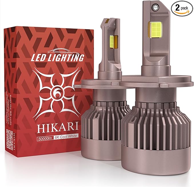 Hikari 2025 Future 50000LM H4/9003 LED Fog Light, 65W Titanova LED, 6000K Cool White, IP68 Waterproof, Foglight,Plug & PlayPack of 2