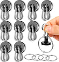 MIKEDE Magnetic Hooks Heavy Duty, 70LBS Strong Magnetic Hooks with Carabiner Hooks, Neodymium Black Magnets with Swivel Hooks Great for Hanging, Kitchen, Grill, Locker or Cruise Cabin - 10 Pack
