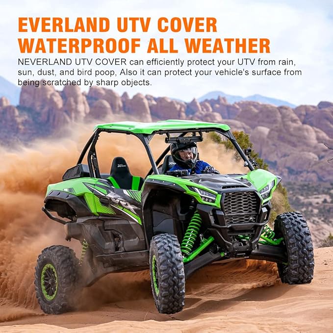 NEVERLAND UTV Cover, All-Weather Protection Side by Side Cover 4-6 Passenger, Universal for Polaris RZR General Honda Suzuki Yamaha SxS Arctic Cat John Deere Kymco Bobcat Argo Can Am Maverick X3
