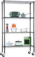 4-Tier Adjustable NSF-Certified Metal Shelf 36L x 14W x 62H Wire Shelving Unit Storage with Wheel for Small Places Restaurant Garage Pantry Kitchen Garage Rack,Black