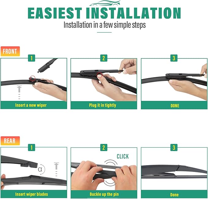 28" 21" 12" Windshield Wiper Blades Replacement for Mercedes Benz W164 ML-Class 2006-2011, X164 GL-Class 2007-2012, W251 R-Class 2006-2012 Front Rear Wipers Set (Pack of 3)