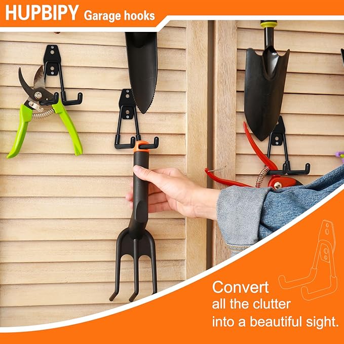 Heavy Duty Garage Hooks 8 Pack, 7.7 inch U Shaped Long Hanger, Wall Mounted Storage System, Power and Garden Tool Organizer, for Hanging Ladders, Bikes, Hose, Bulk Items and More