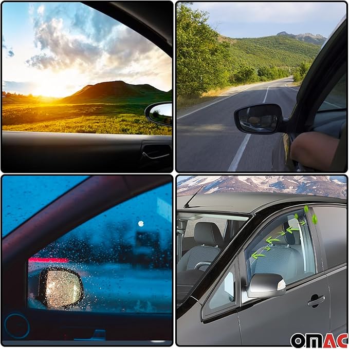 OMAC Window Visor Vent Rain Deflector for Hyundai Tucson 2016-2021 Black Smoke 4 Pcs