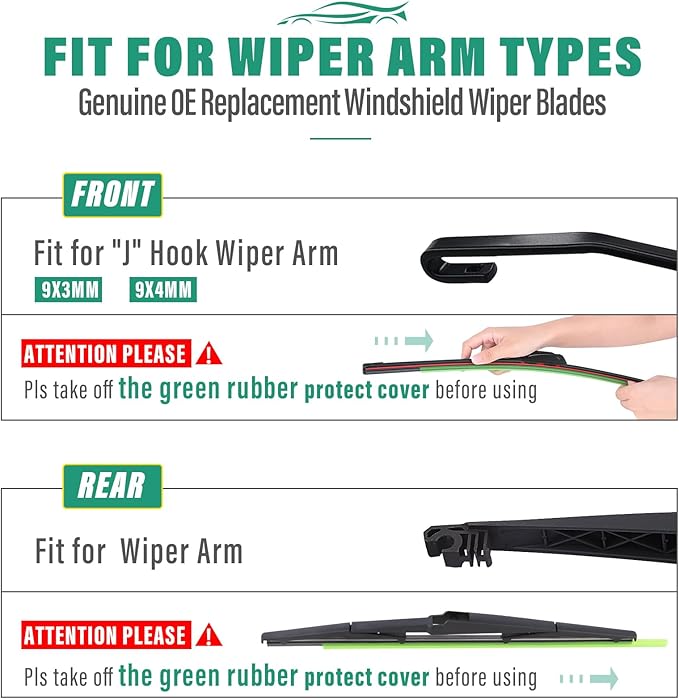28" 20" 16" Windshield Wiper Blades Replacement for Toyota Sienna 2011 2012 2013 2014 2015 2016 2017 2018 2019 2020 Premium All Weather Front Rear Wipers Set - OEM Quality (Pack of 3)