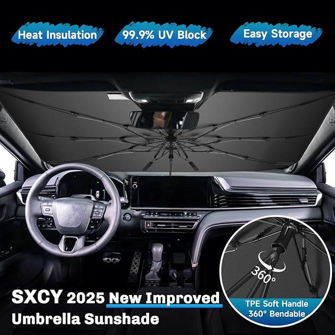 SXCY for 2025 Toyota Camry Windshield Umbrella Sunshade [Easier Foldable] for 2025 Toyota Camry Accessories 2025 Camry Sunshade Umbrella for 2025 Camry Windshield Sun Shade Umbrella Car Sun Protection
