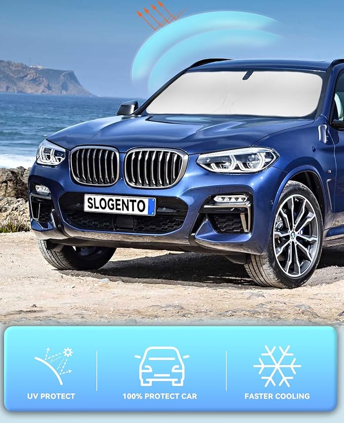 Windshield Sun Shade Car Sunshade for 2011 2012 2013 2014 2015 2016 2017 BMW X3 Base, xDrive28i, xDrive35i, M Sport SUV Accessories Windshield Cover for X3 Reflective Front Window Protector Blocks UV