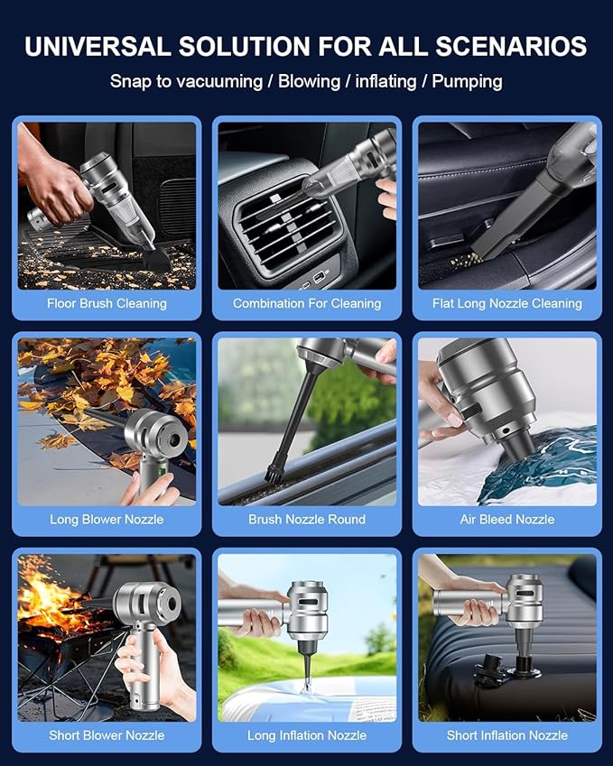Car Vacuum,3 Suction Modes,Portable Mini Cordless Cleaner with 21000pa Suction Power,Type-C Charge,Handheld Vacuum for Home,Car, Office Desk, Keyboards(Diamond Silver)