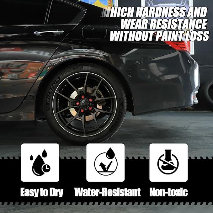 Pure Black Rim Touch Up Paint - Car Wheel Repair Kit Curb Rash, Gloss or Matte Black Rim Touch Up Paint, Quick And Easy Wheel Scratch Repair Kit, Wheel Repair Kit Curb Rash (Pure Black)