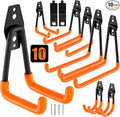 QcoQce 10 Pack Garage Hooks Heavy Duty, Wall Mount Utility Hooks for Hanging Hose, Rake, Shovel and Garden Tools, Anti-Slip Coating, Garage Organization with Screws Included (Orange)