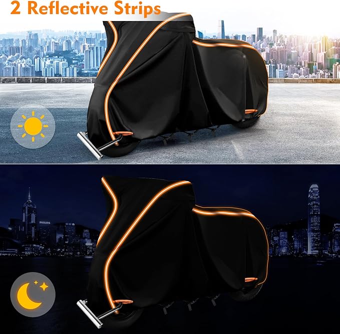 420D Waterproof Motorcycle Cover for Vespa GTV, Vespa GTS (300cc HPE,Super 300cc HPE,Super Sport 300cc HPE,Super TECH 300cc HPE), Outdoor Bike Cover Windproof Heavy Duty Waterproof Protection