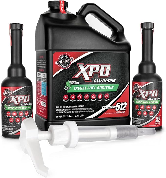 Opti-Lube XPD All-Season Diesel Fuel Additive - 1 Gallon with Accessories (1 Hand Pump and Long Neck Accessory Bottles)