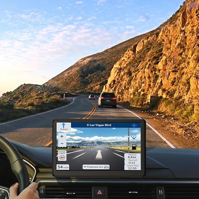 GPS Navigator for Car, Latest 2025 Map 7 inch Touch Screen Car GPS 256-16GB, Voice Turn Direction Guidance, Support Speed and Red Light Warning, Pre-Installed North America Lifetime map Free Update