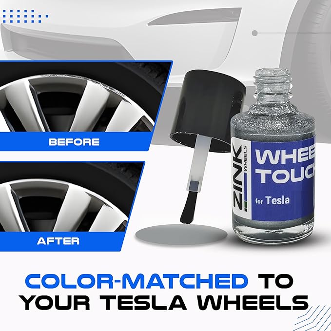 Premium Tesla Wheel Curb Rash Repair Kit for Model X 20-inch Silver Helix Rims - DIY Kit with Color-matched Touch Up Paint - Made in USA