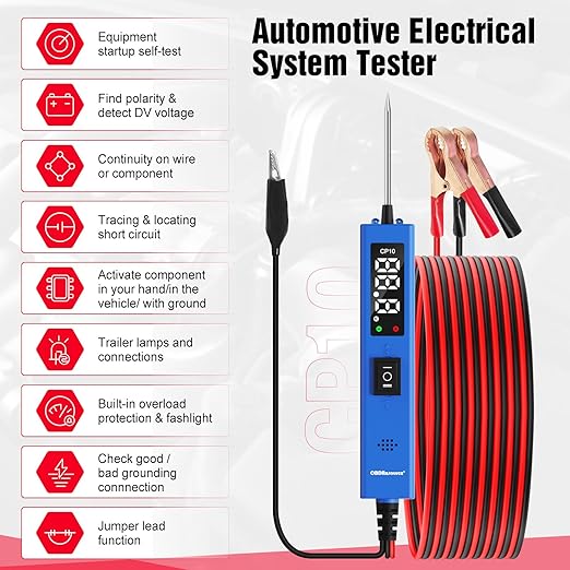 OBDResource Test Light Automotive, Power Circuit Probe Tester, 12V - 24V Car Fuse Tester with Test Light & LCD Display, Automotive Short Circuit Located and Component Activated, Overload Protection