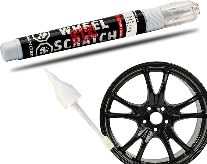 Black Gloss Rim Touch Up Paint Pen, Car Wheel Scratch Repair, Curb Rash Repair, Gloss Black Wheel Paint