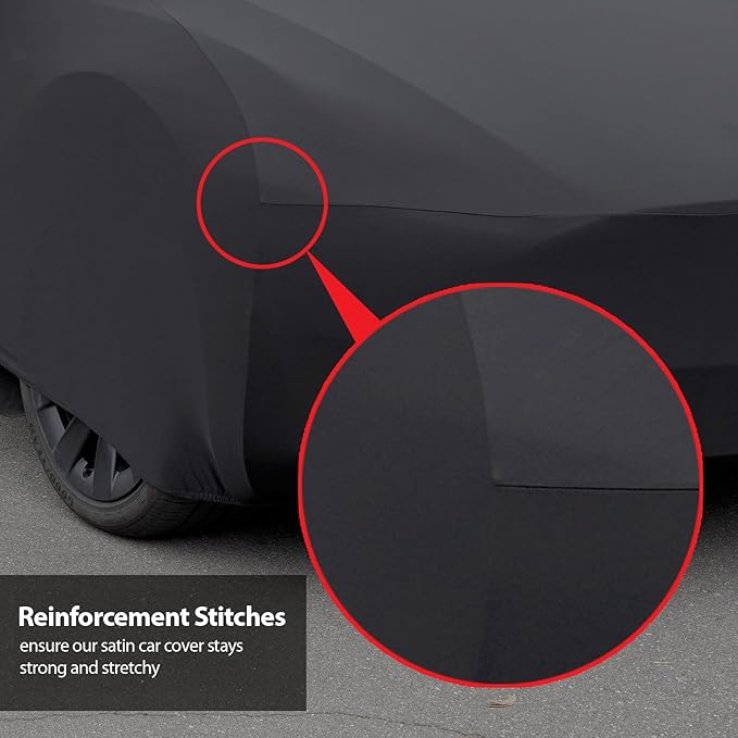 DaShield SoftTec Indoor Stretch Satin Car Cover for Hyundai Elantra 2021-2025 Sedan 4-Door Elastic Flexible High-end Luxury Dust-Proof Protection, Car Show, Underground Garage, Black