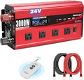 3000W Power Inverter 24V to 110V/120V DC to AC with LCD Display, Remote Controller 4 x AC Outlets and 4 x 3.1A USB Car Adapter for Car Truck Boat RV Solar System