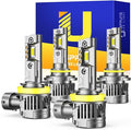 FAHREN 𝐍𝐞𝐰𝐞𝐬𝐭 H11 9005 LED Bulbs Combo, 𝟏𝟎𝟎𝟎𝟎𝟎𝐋𝐌 10X Super Brighter, 1:1 Size Easy Installation 9005 H11 Driving Light Bulbs, Plug-N-Play Canbus Ready, Pack of 4