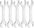 HARFINGTON 5pcs Double Open End Wrench 19mm x 22mm Metric 15 Degree Offset Angle Small Flat Head Wrench Galvanizing Open Ended Spanner for Automotive Repair Furniture Assembly