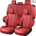 Car Seat Covers Full Set Leather Seat Covers Automotive Seat Covers Universal Car Seat Cover for Most Cars Burgundy