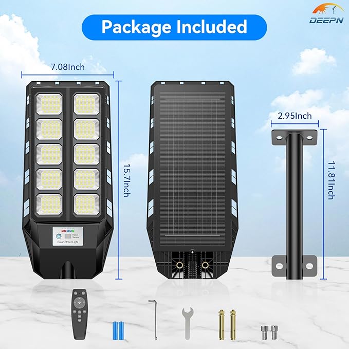 Solar Lights Outdoor for Outside, IP66 Waterproof Street Lights Outdoor, 6500K Dusk to Dawn LED Solar Security Flood Lights Motion Sensor with Remote Control for Yard, Entryway Garage, Porch