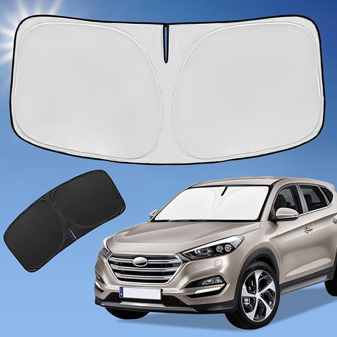 Sun Shade Sunshade for Hyundai Tucson Windshield Cover,4-Layer Front Window Shade Custom fit Tucson 2016-2021 Sun Visor 240T Retractable Shade Blocks UV Rays Cooler Car Accessories
