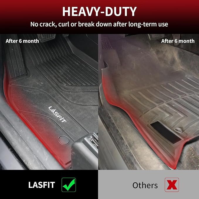LASFIT Premium Extra Thick Floor Mats for Tesla Model 3 2020 2019 2018 2017 All Weather TPE Custom Fit Floor Liners 1st & 2nd Front & Rear Row Car Mats, Black