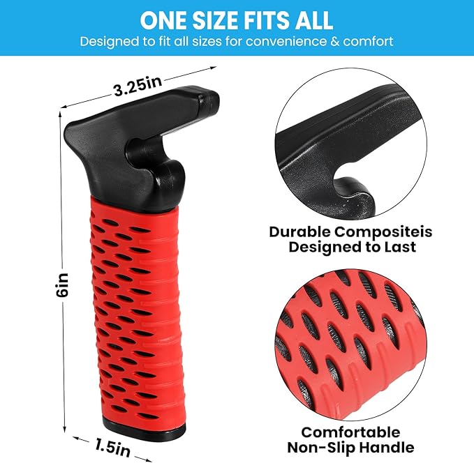 Car Door Handle for Elderly, Car Handle Assist Support, Portable Elderly Assistance Mobility Aids Auto Grab Cane with Strap for Seniors and Handicapped Getting Out of Car, Red, 2 Pack