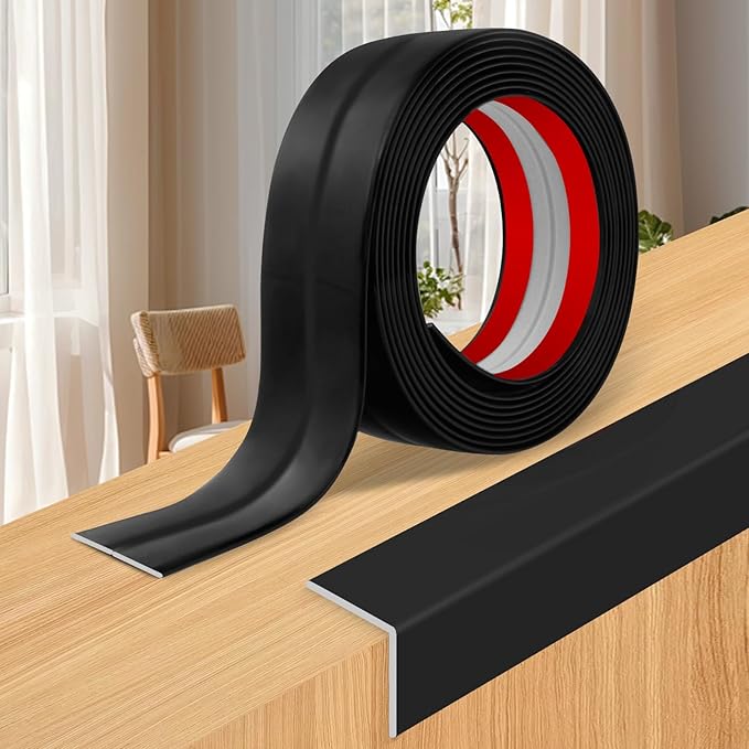 Wall Corner Protector Moulding Trim Peel and Stick Wall Corner Guards Trim Flexible Self Adhesive Edge Protector Moulding, 2.4 in x 10 Ft, Black