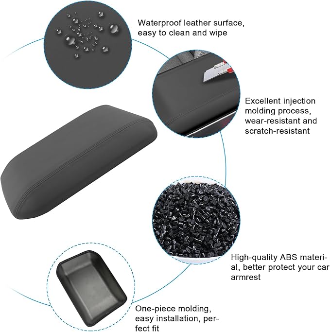 SXCY for 2024 2025 Land Cruiser Armrest Cover for Toyota Land Cruiser 2025 Accessories 2024 2025 Land Cruiser Center Console Cover 2025 Land Cruiser Middle Console Cover (Black Leatherette ABS)