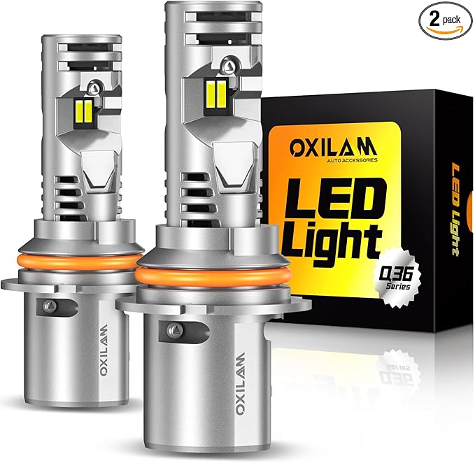 OXILAM Upgraded 9004 LED Bulbs, 20000 Lumens 600% Super Brighter HB1 Led Bulbs, Ture 1:1 Size as Halogen Bulbs，6500K Cool White Wireless Kit for 9004 Blubs, Plug & Play, Pack of 2