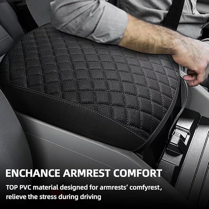 Center Console Cover Fit for 2009-2015 Pilot, Comfortable Armrest Cover Protector Customized Car Accessories, Well-Make PVC Leather Armrest lid Cover for 2009-2015 Pilot （Black）