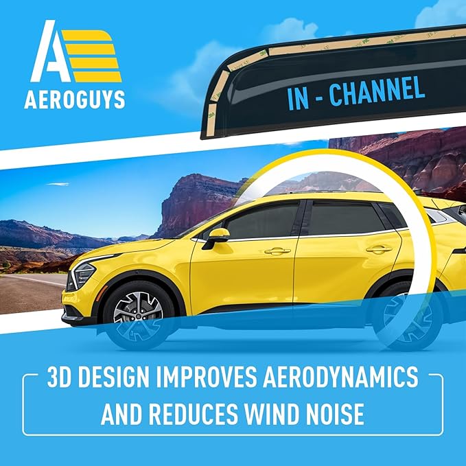Extra Durable Window Deflectors in-Channel Window Visors Rain Guards Fit for Kia Sportage 2023-2025, Sun Visors, Wind Vent for Shades, Exterior Car Accessories - 4 pcs. AG0860