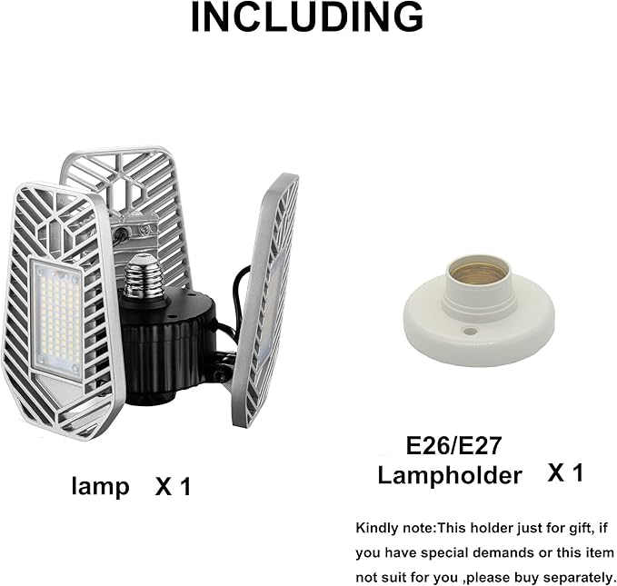 LED Garage Lights, Deformable LED Garage Ceiling Lights 9000 Lumens, 82W CRI 80 Led Shop Lights for Garage, Adjustable Garage Lights, Led Garage Lighting (No Motion Activated) (1-Pack)
