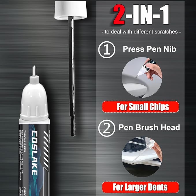 Car Touch Up Paint(Ivory White Tri-Coat Pearl-Coat(PWD/JWD)) for Dodge Ram, Car Paint Scratch Repair Kit, Quick & Easy Solution to Repair, 2 in 1 Scratch Remover Pen with 2PCS Disposable Micro Applicators