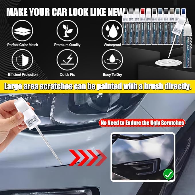 Car Touch Up Paint(Crystal White Tricoat(G1W/WA140X)) for Cadillac, Car Paint Scratch Repair Kit, Quick & Easy Solution to Repair, 2 in 1 Scratch Remover Pen with 2PCS Disposable Micro Applicators