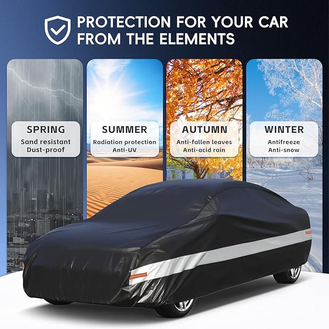 10 Layers Car Cover Custom Fit for Dodge Challenger SRT Hellcat Demon,Waterproof All Weather for Automobiles, Outdoor Full Cover Sun UV Rain Protection with Cotton.Black