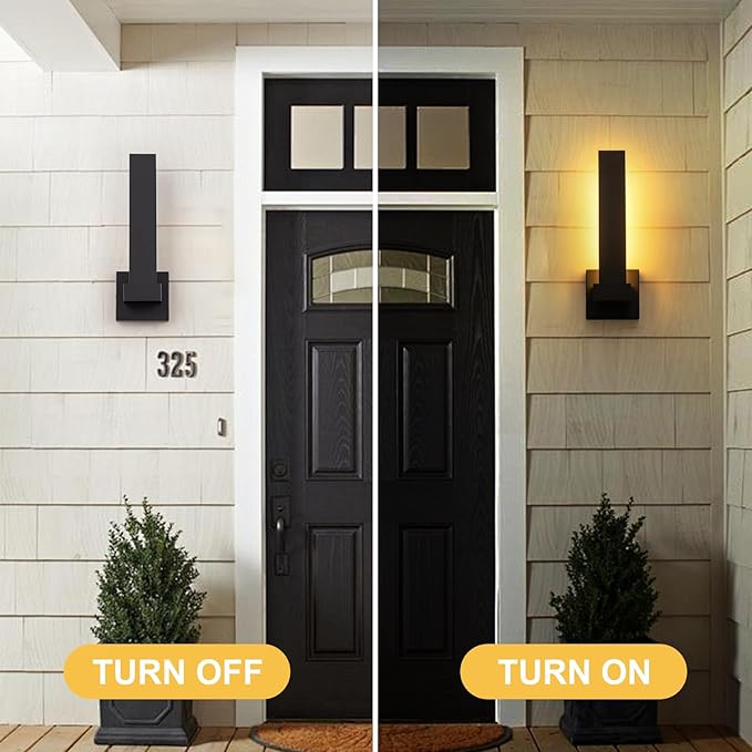 Modern Outdoor Wall Lights 15.5" LED Exterior Lighting Fixtures Patio Wall Lights Fixture Waterproof Outside Wall Sconces for Porch Yard Front Door Garage