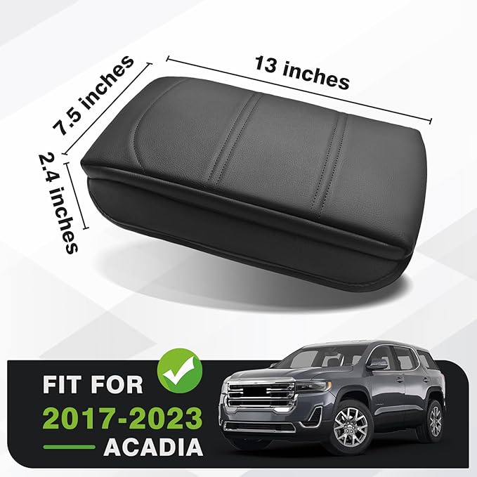 Muslogy Center Console Cover 1-Inch Extra Thick Armrest Pad Compatible with 2017-2023 GMC Acadia Arm Rest Cushion Padding Anti-Scratch Console Leather Lid Protector