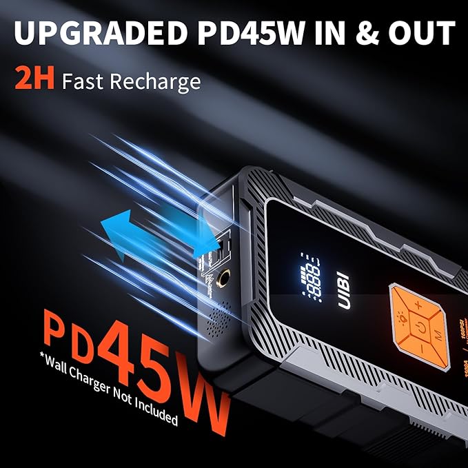 X7 Jump Starter with Air Compressor 160PSI, 3500A Car Battery Jumper Starter PD45W Fast Charge, 24000mAh Portable Tire Inflator 12V Jump Box Booster Charger for 10L Gas or 8.5L Diesel Engine