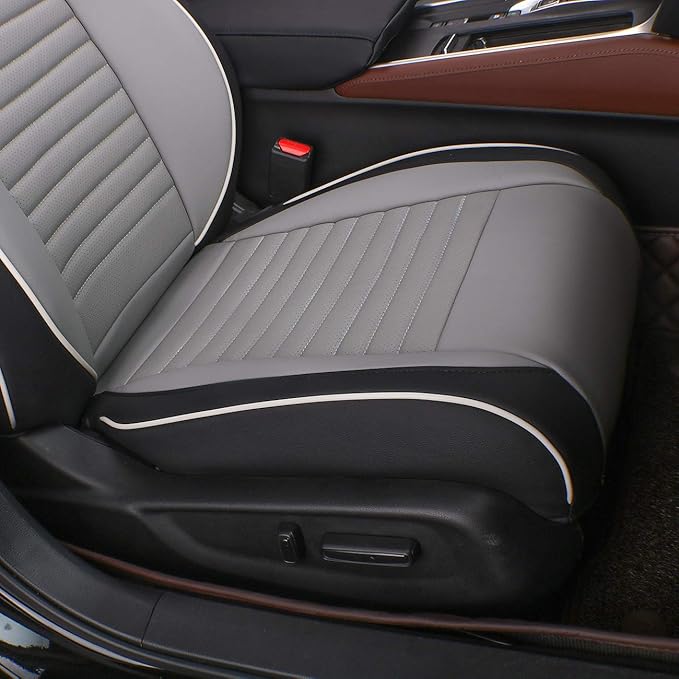 EKR Accord Car Seat Covers for Honda Accord 2023 2024 2025 EX,SE &2023-2025 (Hybrid) Sport,EX-L,Sport-L,Touring,(Rear Row W/40/60 Split Backrest),Leather Seat Covers for Trucks Full Set (Black/Gray)