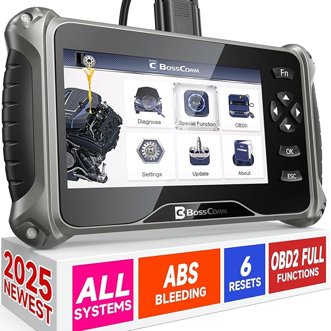 BOSSCOMM IF745 OBD2 Scanner, All Systems Car Code Reader Scan Tool with 6 Resets, ABS Bleeding/OiL/EPB/SAS/Throttle/Battery, Car Scanner Diagnostic Tool for All Cars, Easy to Use, Lifetime Free Update