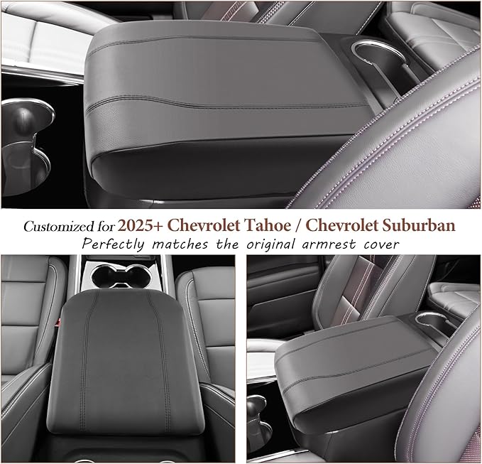 SKTU 2025 Tahoe Center Console Cover for 2025+ Chevrolet Tahoe/Chevrolet Suburban Armrest Cover 2025 Chevy Tahoe/Chevy Suburban Seat Box Cover 2025 Chevy Tahoe Accessories Center Console Cushion