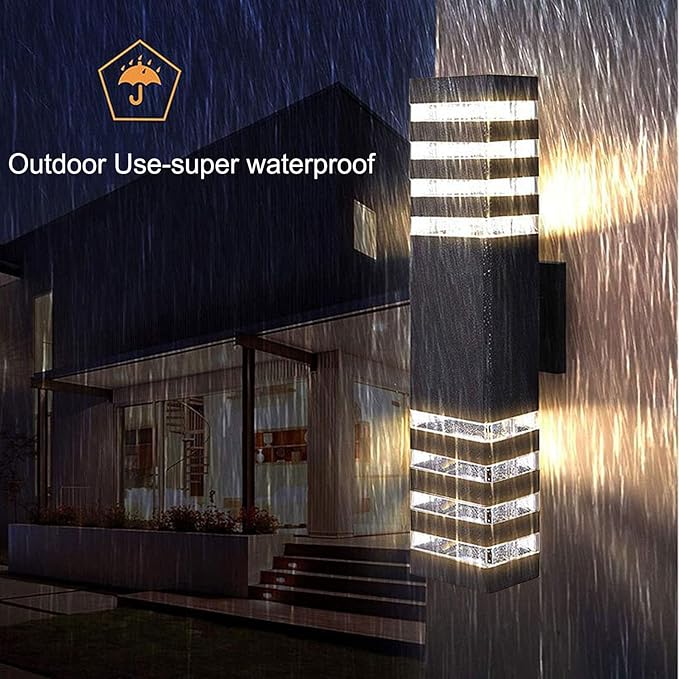 18inch LED Square Up & Down Wall Lights,24W Outdoor Wall Light 4000K Day White Aluminum Body Waterproof IP65 LED Exterior Light Fixtures Wall Mount for House Patio Garage Garden. (6 Pack)