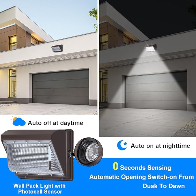 120W LED Wall Pack with Photocell, 5000K 15840LM Dusk to Dawn Lights Security Switch Control Outdoor Wall Light, Commercial Waterproof Rust-Proof Outside Lighting for Barn Shop Garage 8Pack