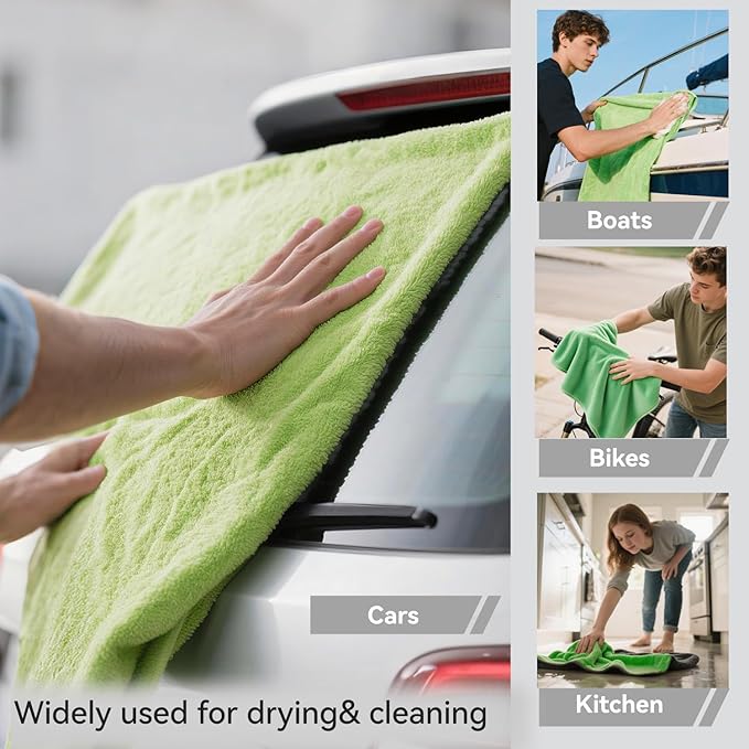 1400GSM Car Drying Towel(48" x 24"),Microfiber Towels for Cars Detailing -Absorbs 9lbs of Water, Ultra-Absorbent, Streak-Free, Scratch-Free, No Water Spots, Double-Twist Pile & Edgeless